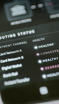 Routing status list with healthy congested and degraded channels