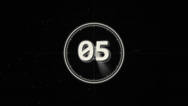 Futuristic countdown timer HUD animation with digital interface