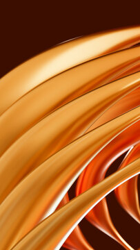 Abstract 3d flowing orange and brown curved shapes digital art