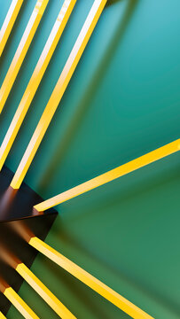 Modern abstract design with yellow bars and green background