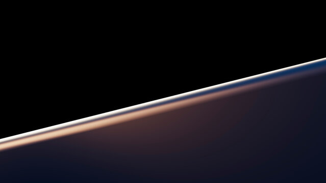 Curved glass edge with light reflection on black background