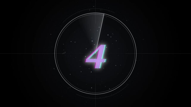 Futuristic countdown timer HUD animation with digital interface