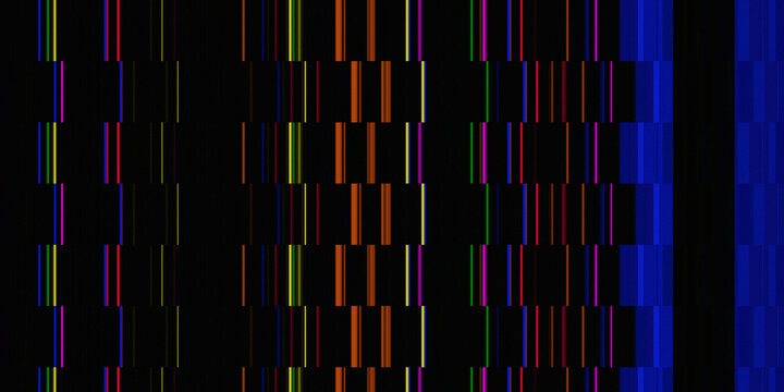 Colorful digital glitch error background pattern with horizontal pixel distortion lines.