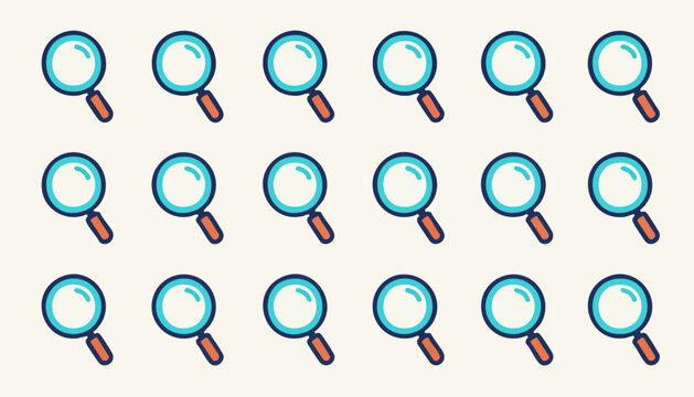 collection of magnifying glasses arranged neatly