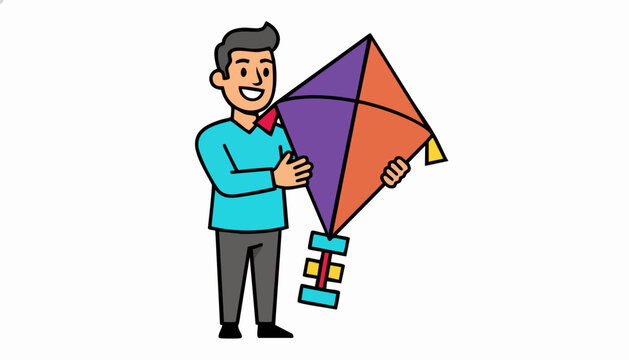 happy person holding colorful diamond kite