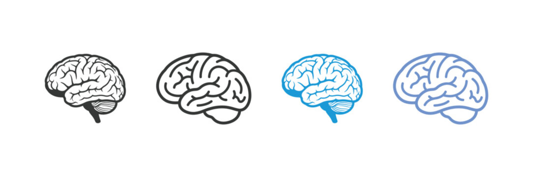 Human Brain Vector Icon Set Symbol Collection Vector Illustration Design