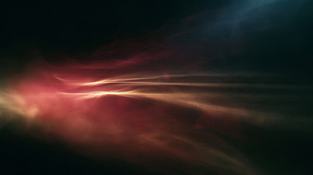 Abstract red and gold light streaks and smoke on a dark background with horizontal lines with smoke flow with energy background