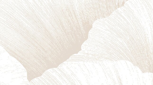 Line art ginkgo leaf engraving botanical warm beige texture background