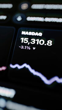 Nasdaq panel reads 15,310.8 and minus 3.1 percent