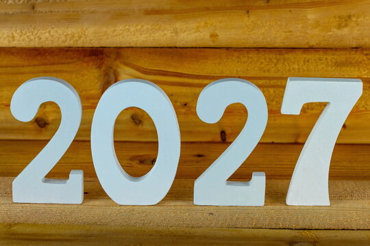 Buon anno nuovo 2027 con numeri di legno