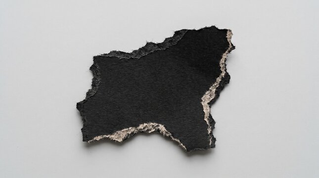 Torn Blank Matte Black Cardboard Paper Scrap Asset for Collage Layout