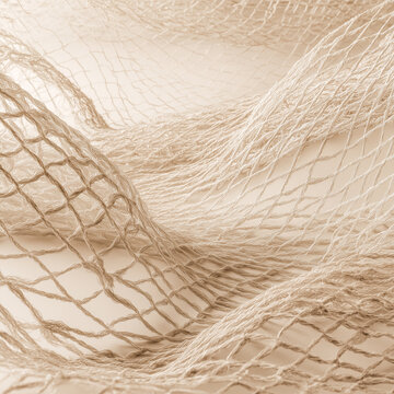 Fishing net beige mesh texture abstract wave pattern