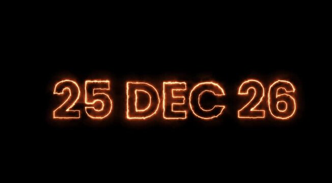Holiday countdown display showing christmas and boxing day dates with glowing neon effect