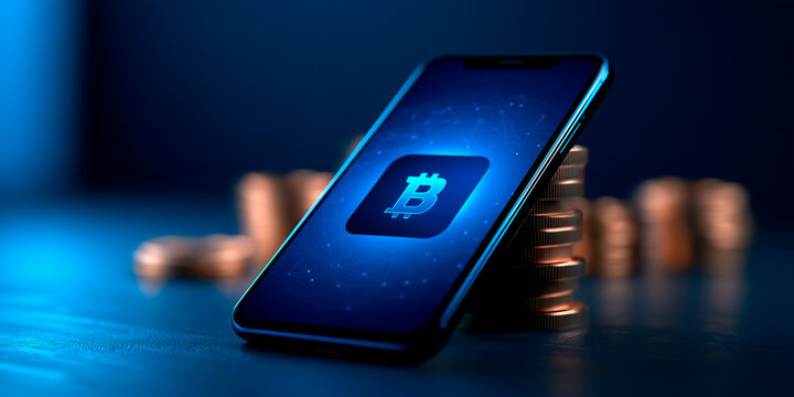 Finance technology displaying a cryptocurrency wallet interface on a phone