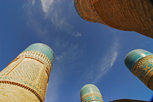 The Char Minar Madrasah with sky blue cupolas, Bukhara, Uzbekistan