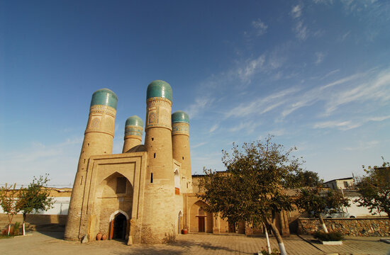 The Char Minar Madrasah with sky blue cupolas, Bukhara, Uzbekistan