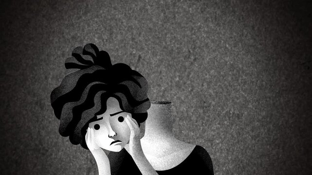 woman representing dissociation by removing her own head