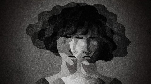 woman experiencing dissociation with her figure divided into two parts