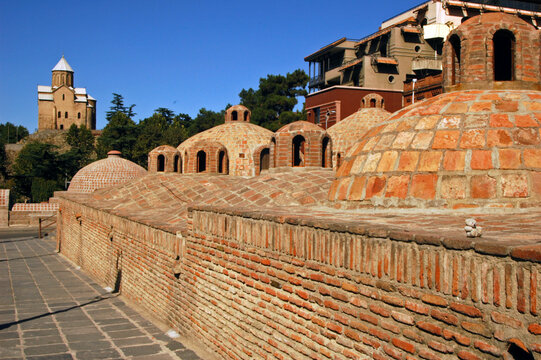 Red brick domes of the Tbilisi sulphur baths, Tbilissi, Georgia