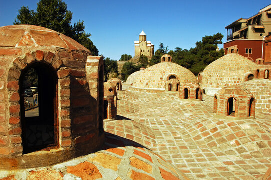 Red brick domes of the Tbilisi sulphur baths, Tbilissi, Georgia