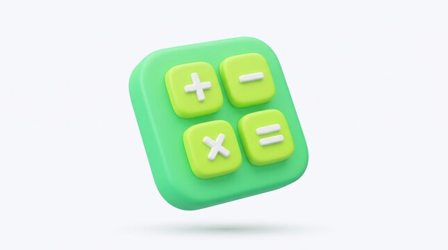 3D calculator icon with math symbols plus minus multiply equals for financial accountant calculation and math education concept