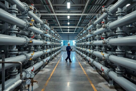 Desalination plant membrane hall