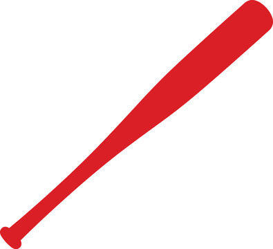 Red baseball bat flat icon on white background simple sports equipment illustration