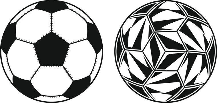 Two soccer ball icons with different panel designs on a white background