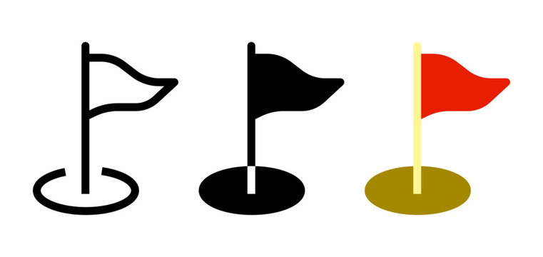 Flag Location Pin Icon Set Vector Illustration for Destination Target Marker Symbol