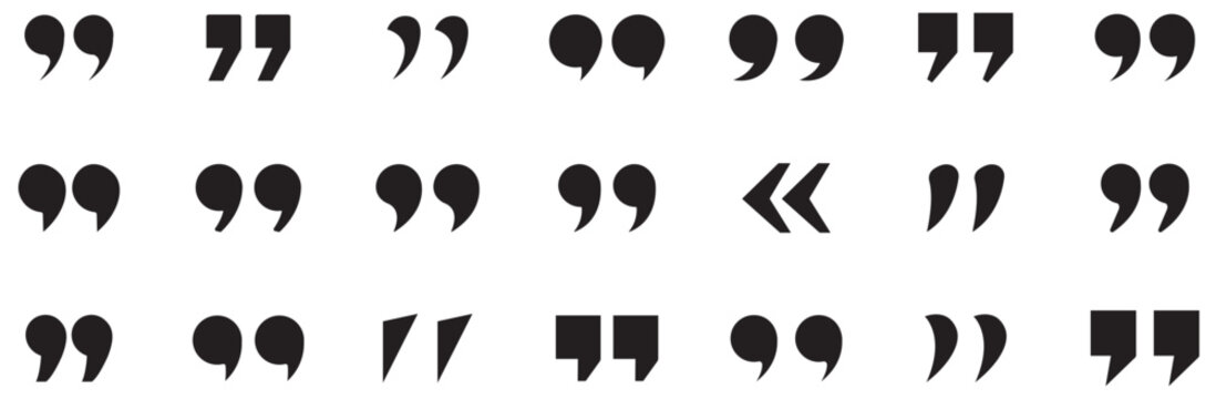 Quote Mark Speech Icons. punctuation marks for dialogue. typography speech text and communication design. Speech mark and inverted commas sign