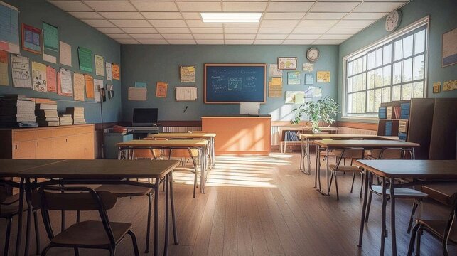 Discover a captivating view of a traditional school classroom.