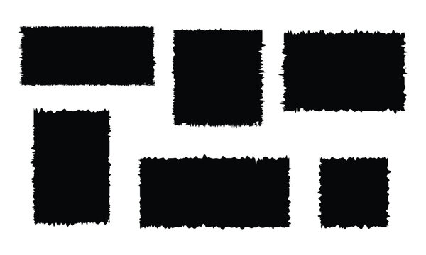 Brushstroke box banner. Censorship blocks and rough frames for text background and secret redacted label. 
