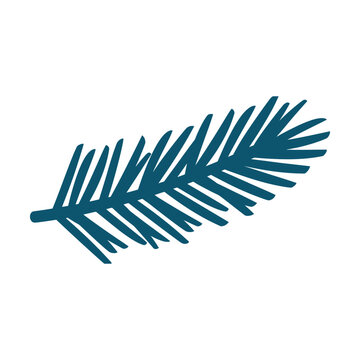 Simple blue pine tree branch icon for winter holiday designs Vector