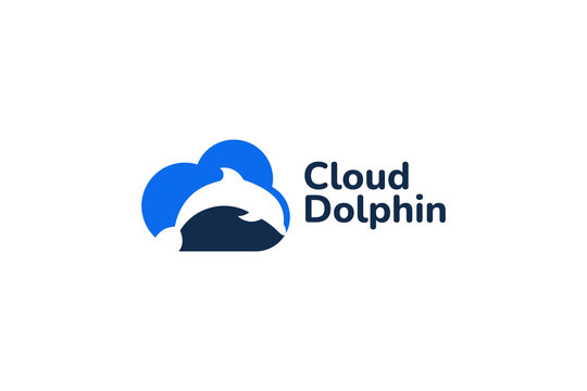 Dolphin and Cloud Fusion Logo for Ocean, Travel and Creative Lifestyle Branding