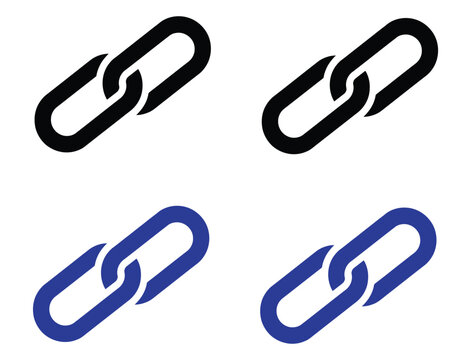 Link chain icons black and blue with connection