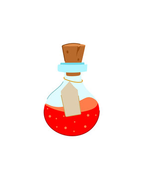 Hand drawn magic potion bottle illustration isolated on white background