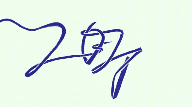 One continuous line animation drawing number 2027 text isolated on plain background for happy new year 2027 celebration event invitation design.