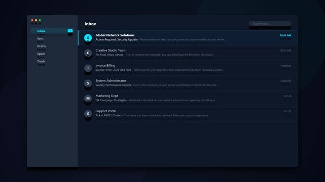 Incoming Email Notification and Message Check Animation