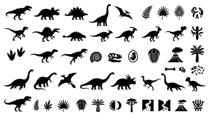 Dinosaur Silhouettes Collection with Prehistoric Elements © Panu