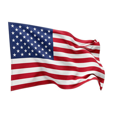 Waving American Flag USA National Symbol Isolated on Dark Background