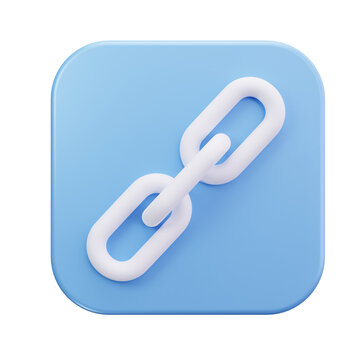 3D Hyperlink Chain Link Icon on Rounded Blue Button