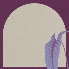 Arch frame philodendron plant background, retro modern halftone aesthetic © Rawpixel.com
