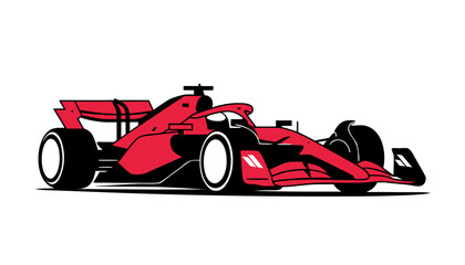 Obraz premium Modern formula one racing car side view illustration featuring sleek aerodynamic design for high speed motorsport competitions