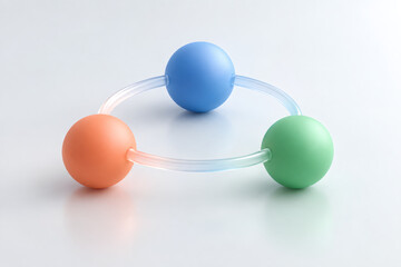Obraz premium Three colored spheres connected by a shared ring