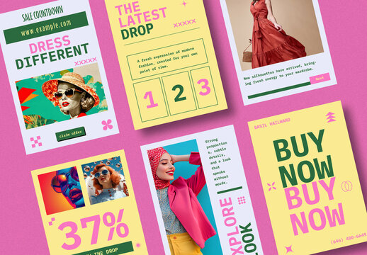 Colorful Fashion Sale Social Media Post Collection