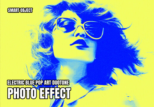 Electric Blue Pop Art Photo Effect Template