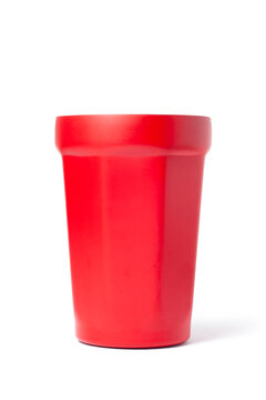 Red insulated tumbler isolated on white background