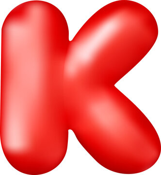 Glossy red 3D balloon letter K