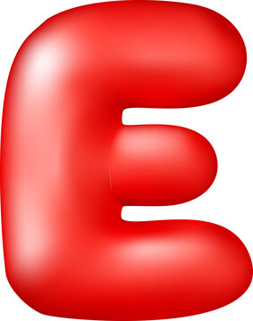 Glossy red 3D balloon letter E