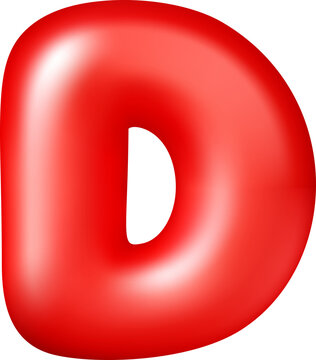 Glossy red 3D balloon letter D
